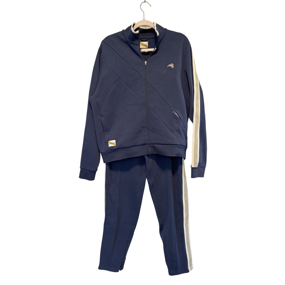 Tracksmith Federation Tracksuit Set Navy Blue Full Zip Jacket & Pants Womens XL